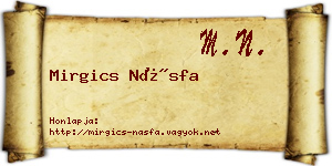 Mirgics Násfa névjegykártya